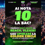 Dacă ai luat 10 la bac, ai bilet gratuit la Beach, Please! – cel mai mare festival de muzică din Europa Într-un an în care doboară toate recordurile și devine cel mai mare festival de muzică din Europa, Beach, Please! lansează o inițiativă care pune educația în lumina reflectoarelor: elevii care iau nota 10 la examenul de Bacalaureat în sesiunea iunie–iulie 2025 vor primi un bilet gratuit la festival. Iar cei care dețin deja un bilet vor beneficia de un upgrade la Golden Circle – zona cu vizibilitate premium, chiar în fața scenei principale. Această campanie, derulată sub sloganul „Ai 10 la bac? Ai bilet la Beach, Please!”, își propune să recunoască și să recompenseze performanța academică într-un mod memorabil: cu acces la cea mai spectaculoasă experiență muzicală din Europa, cel mai bun mod de a sărbători trecerea cu brio a examenului maturității. „Știm că în spatele unui 10 la BAC stau sute de ore de muncă, ambiție și renunțări. Vrem ca acești tineri să simtă că reușita lor contează – nu doar în ochii profesorilor sau ai părinților, ci și în comunitatea culturală și creativă care definește generația lor”, a declarat Selly, (Andrei Șelaru), co-fondator Beach, Please!