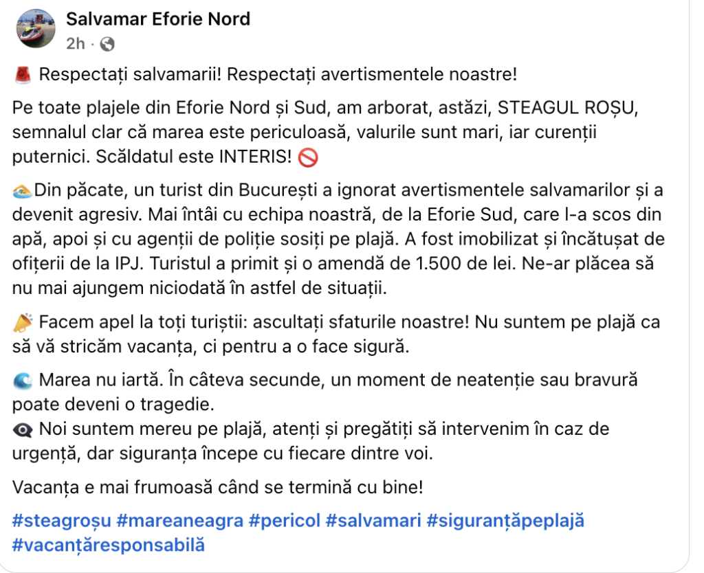 Turist încătușat la Eforie Sud
