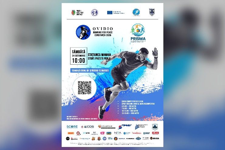 Afișul Ovidio Running for Peace, sâmbătă, 24 octombrie 2026, Piațeta Perla din Mamaia