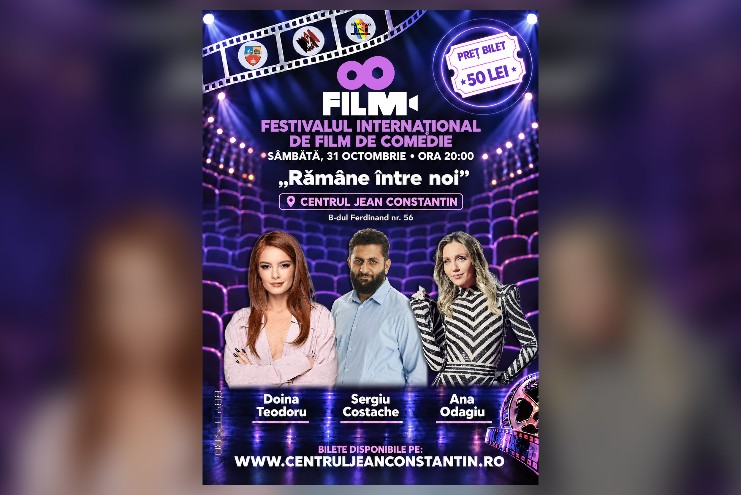 Afișul spectacolului „Rămâne între noi”, cu Doina Teodoru, Sergiu Costache și Ana Odagiu, la Centrul Jean Constantin din Constanța